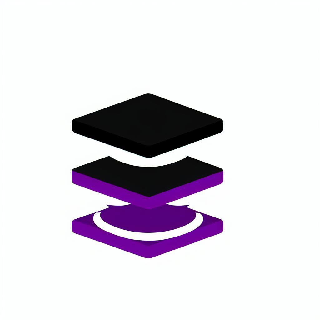 A showing layers icon, simple, black purple colors, white background