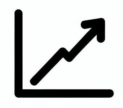A upward trending graph icon, simple, black, purple colors, white background-1