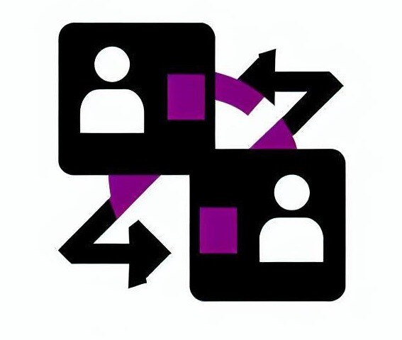 Business to business icon, simple, black purple colors, white background-1-1