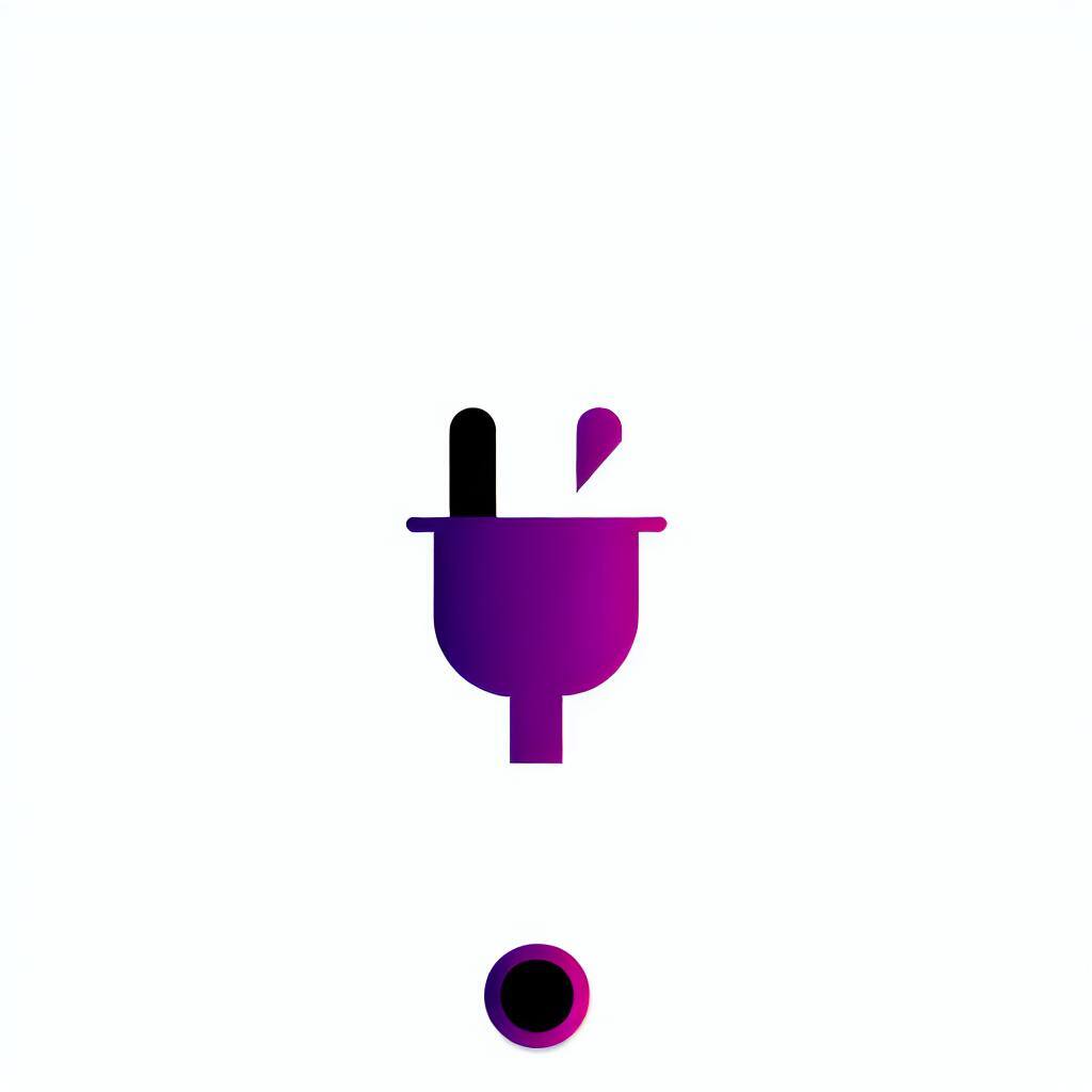 The end of an AC plug icon, simple, black purple colors white background